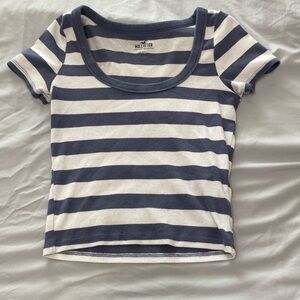Hollister Must Have Collection blue and white striped baby tee, size small